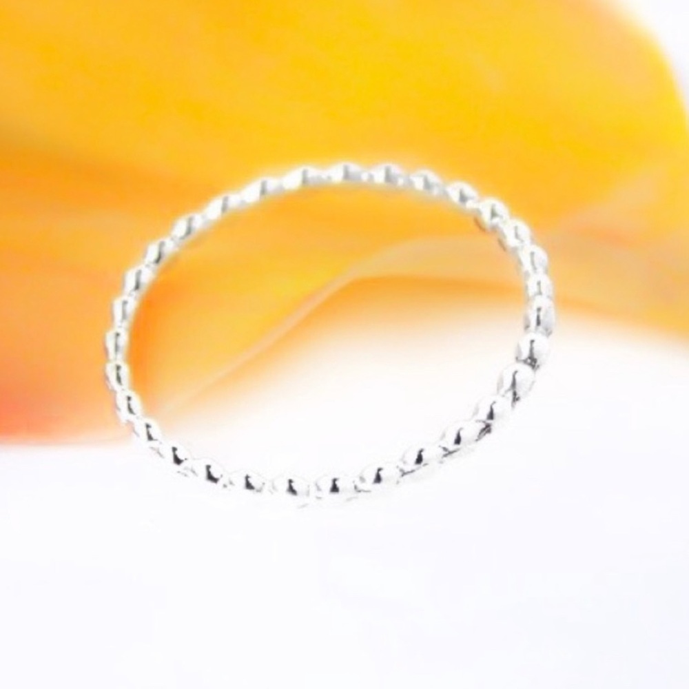 Sterling Silver Beaded Stackable Band Ring